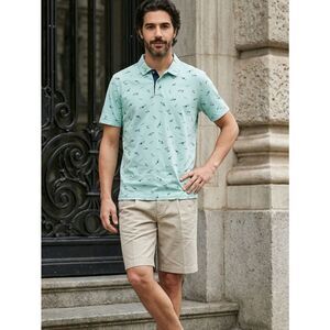 CUTTER & BUCK Men's Gabardine Microfiber Golf Pleated Front 9" Khaki Twill Short